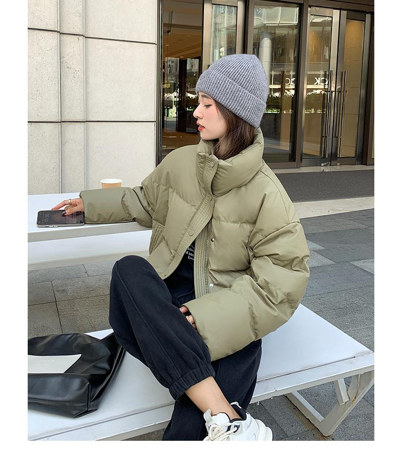 免洗pu短款羽绒服女冬季新款加厚保暖立领面包服韩版肯豆外套Y2