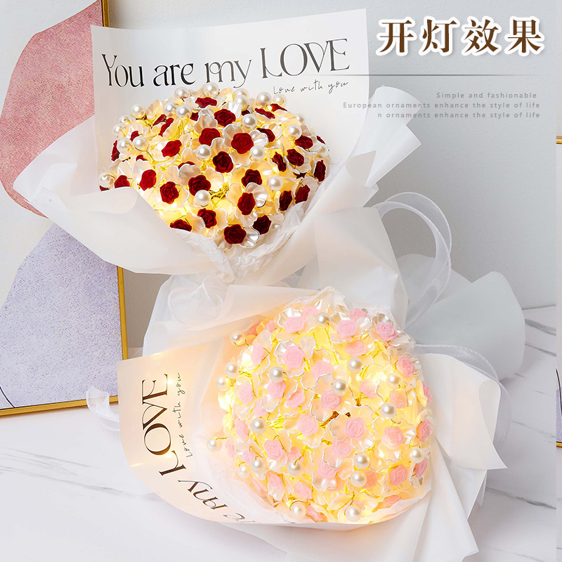 520母亲节礼物玫瑰花束手工自制diy手捧花材料包送妈妈女朋友生日商品图