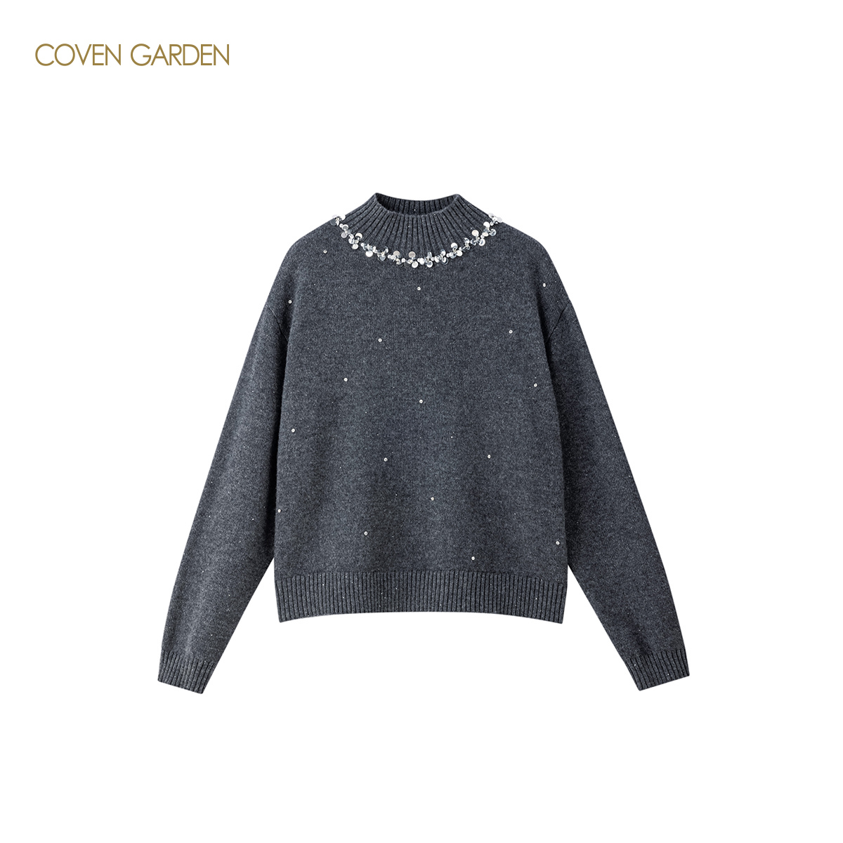 哥文花园灰色高领毛衫针织衫CLA4036130