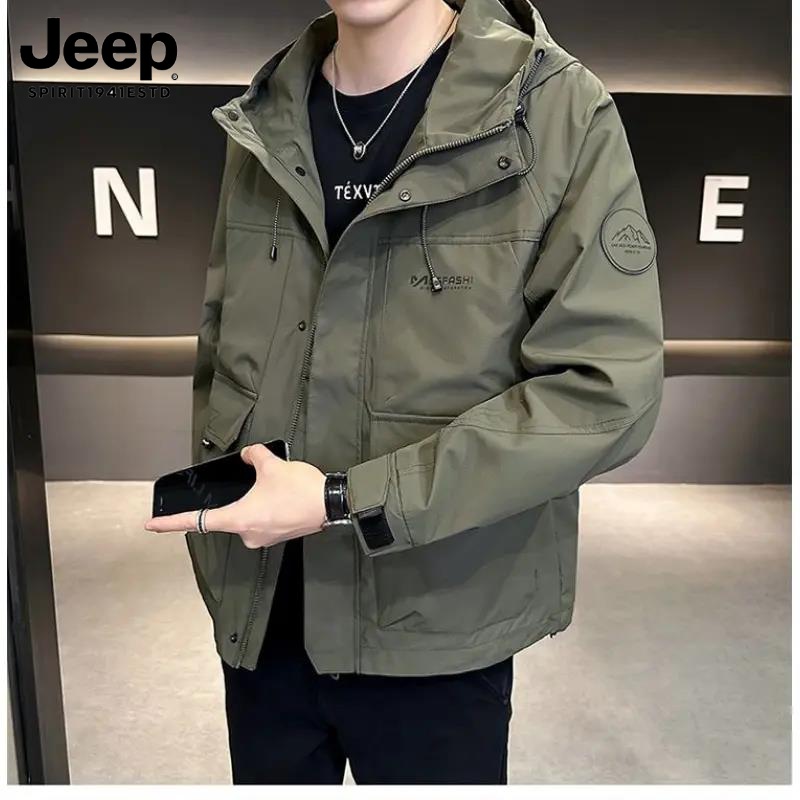 JEEP吉普高品质韩版穿搭时尚男士工装夹克冲锋衣防风宽松休闲外套