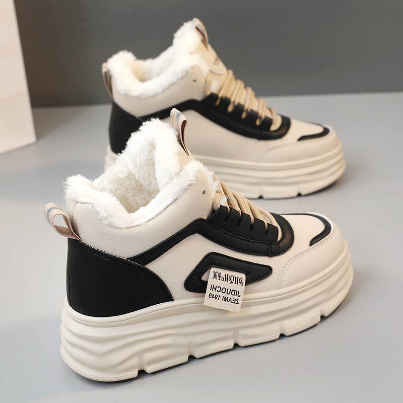 【小扬哥推荐】2023冬季新款加绒保暖棉鞋内增高时尚休闲女板鞋网红