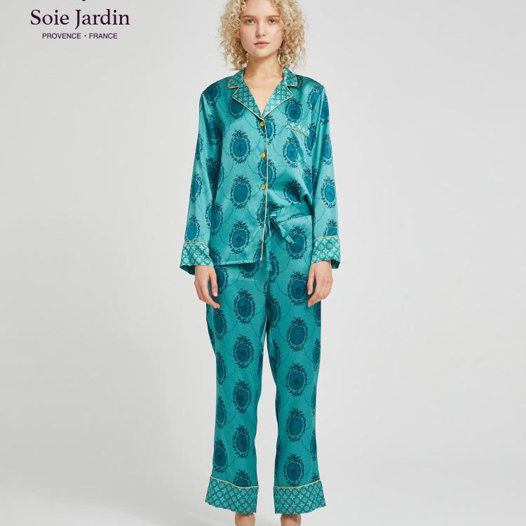 soie jardin 5#摩奇餐厅联名款复古风印花桑蚕丝长款套装