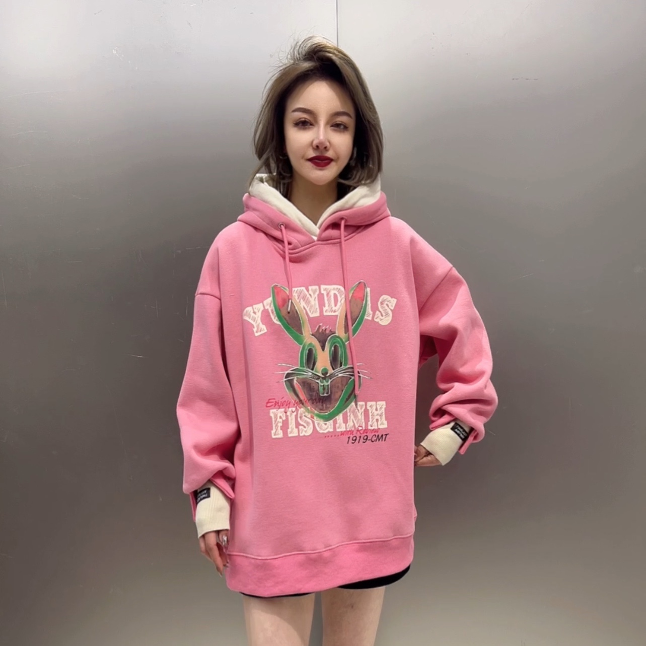 糖果色彩兔头卫衣