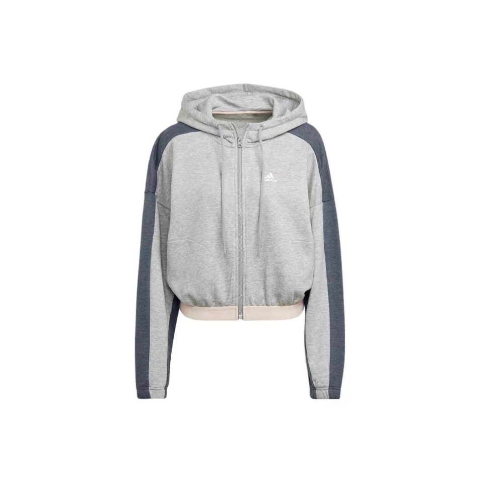 Adidas 灰拼色时尚简约休闲连帽卫衣 HZ9668 