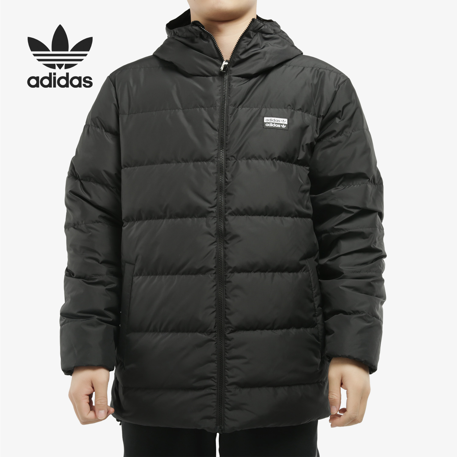 Adidas/阿迪达斯三叶草男子运动连帽双面羽绒服FL0009休闲棉服