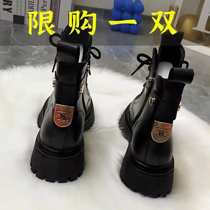 达芙妮沿荐软皮英伦风马丁靴女秋冬季2023新款爆款ins潮短靴厚底