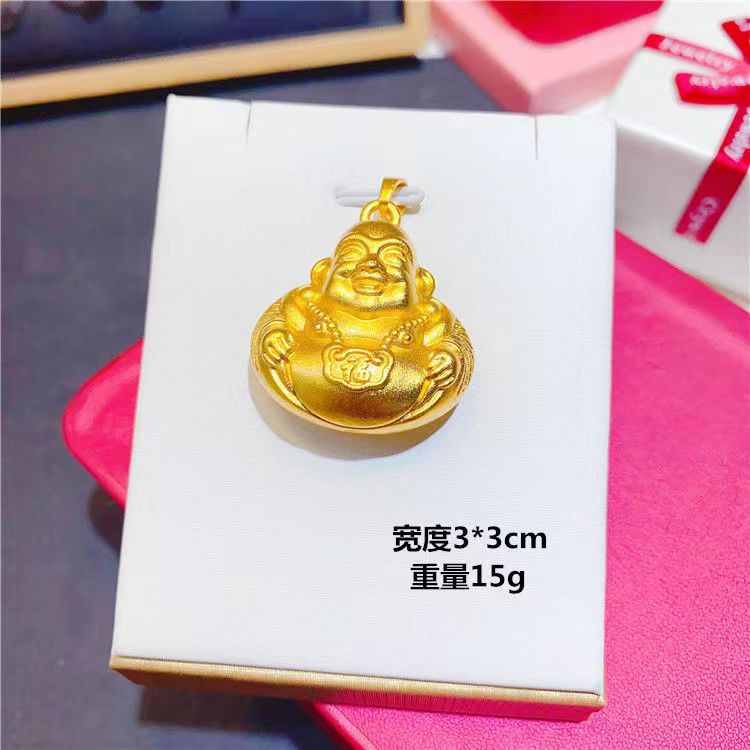 合金吊坠 【弥勒佛吊坠】时尚双面金色挂坠精美