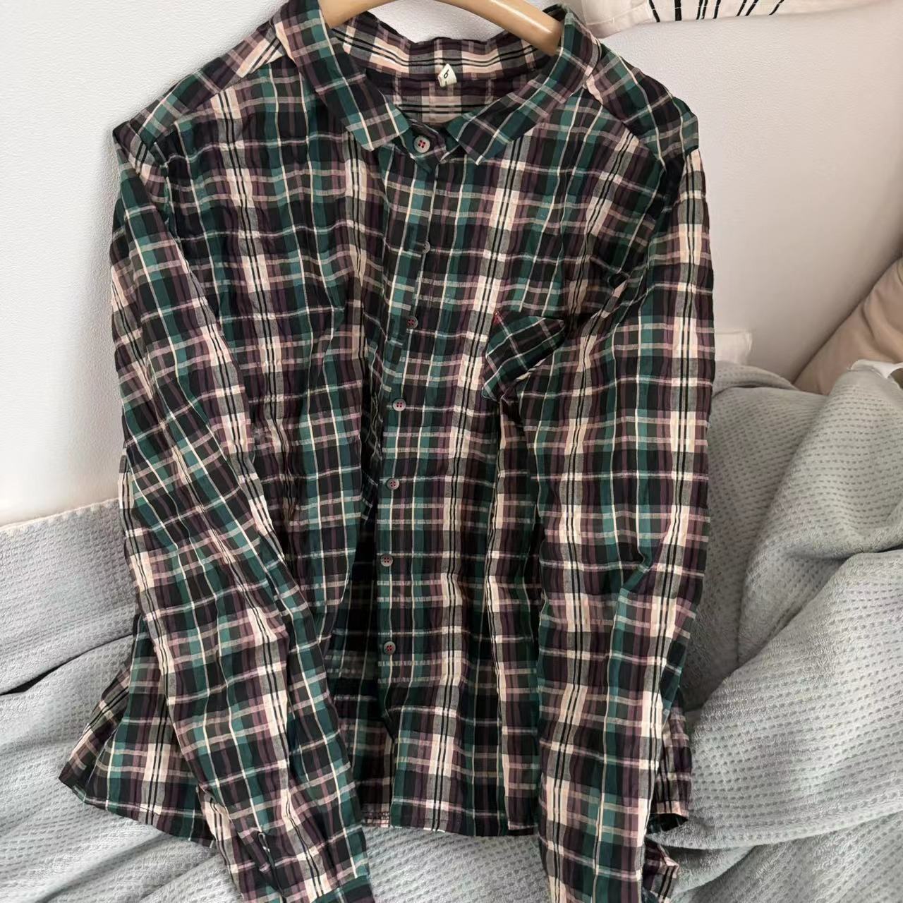 【NO退NO换】韩国东大门秋款格子衬衣