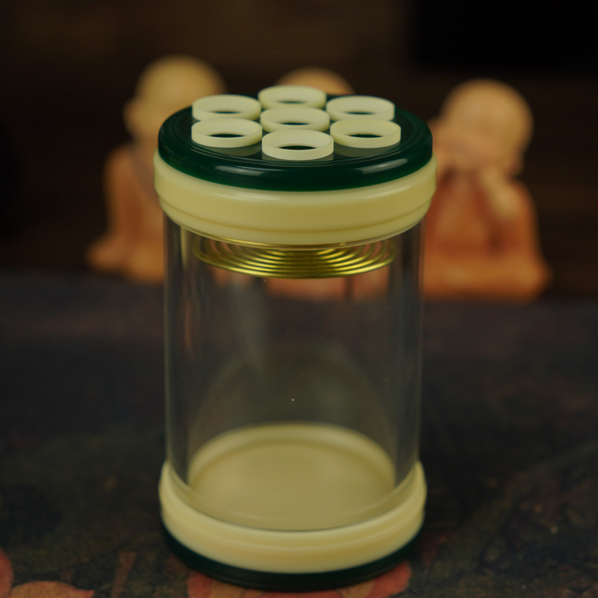 小谭老密胺藏绿七孔蝈蝈文玩叫罐蝈蝈罐鸣虫蝈蝈叫罐儿有机玻璃