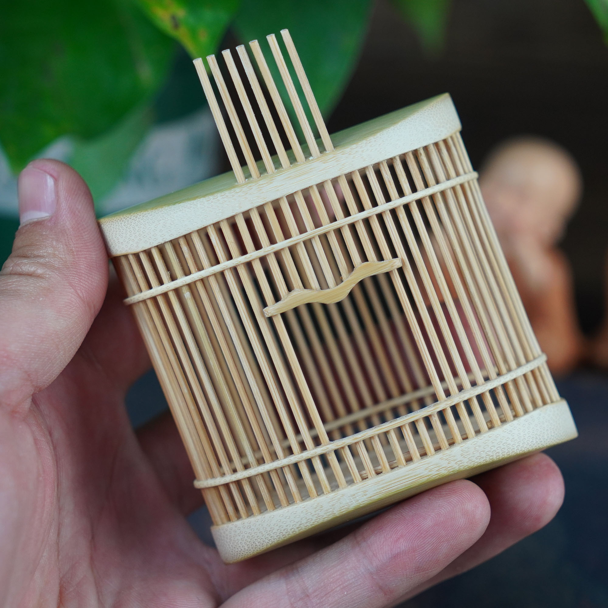 竹皮扎嘴椭圆手把笼