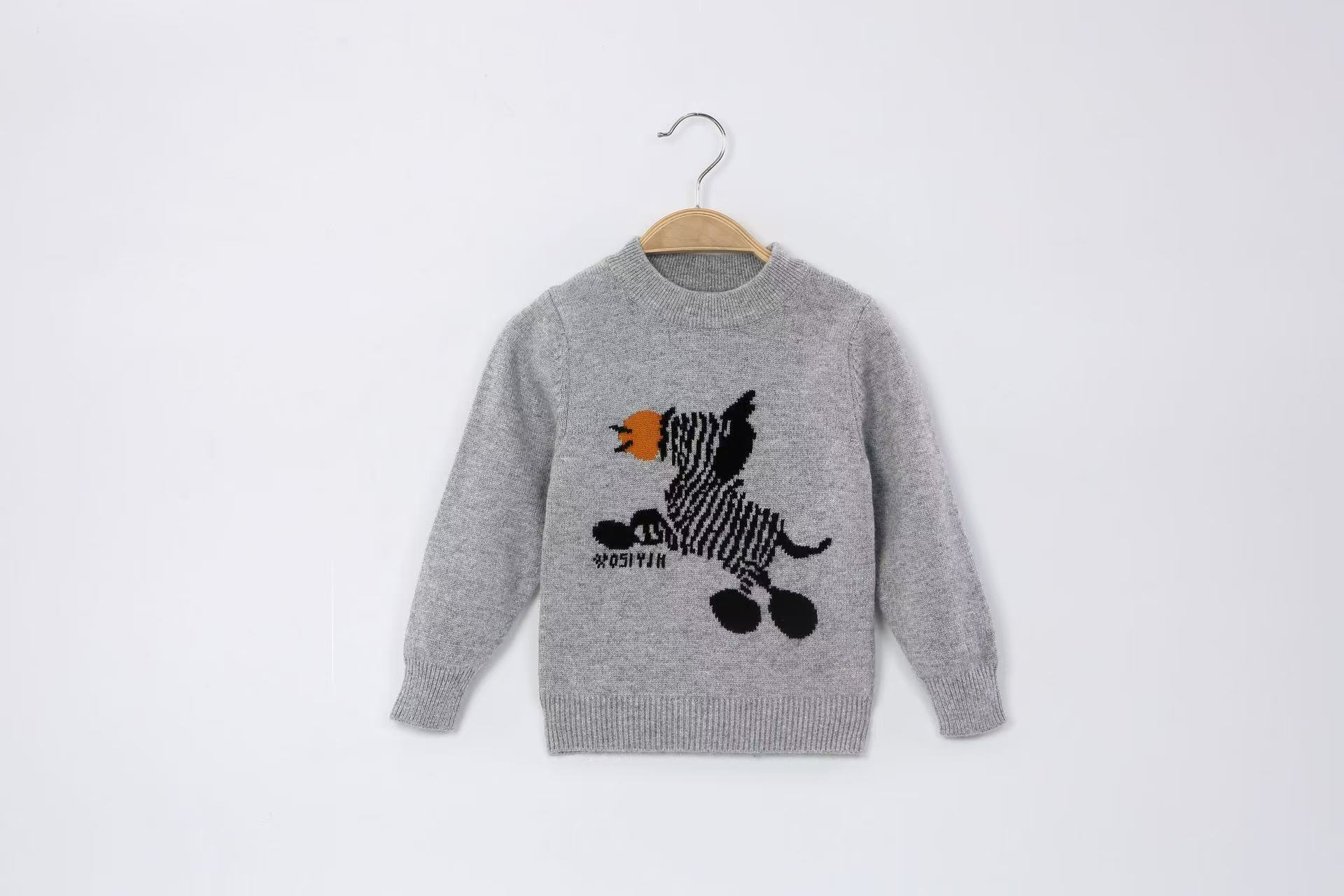 （两根线）鄂尔多斯市儿童针织衫圆领秋冬新款女童时尚针织衫套头