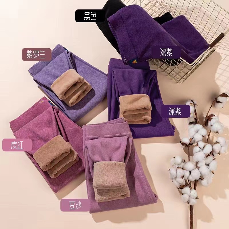 冬季加绒加厚打底裤女内穿高腰中老年妈妈修身大码弹力打底保暖裤