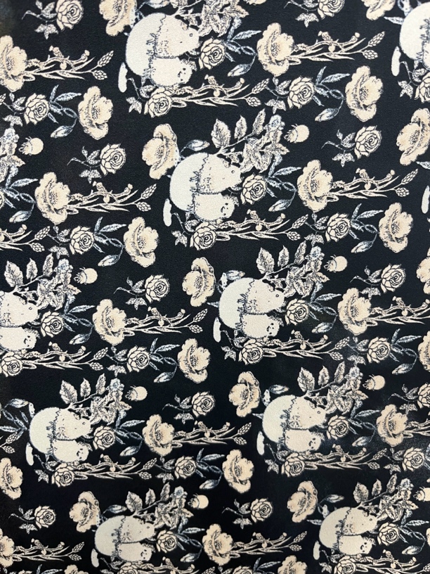 【拍三发四】弹力双绉黑色喜鹊裙子布料时装面料