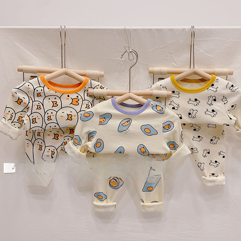 男女宝宝家居服套装2024冬新款儿童秋衣秋裤两件套小童保暖上衣潮