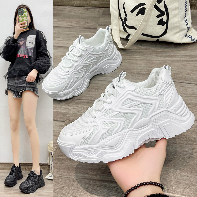 回力瑞老爹鞋女2024新款秋冬休闲小白鞋轻便跑步厚底网纱运动鞋女