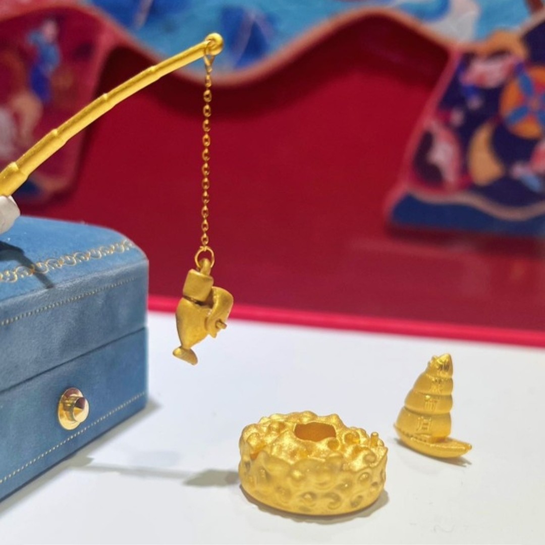 创隆黄金  999足金黄金钓鱼套装摆件可钓鱼（按证书克重计价）