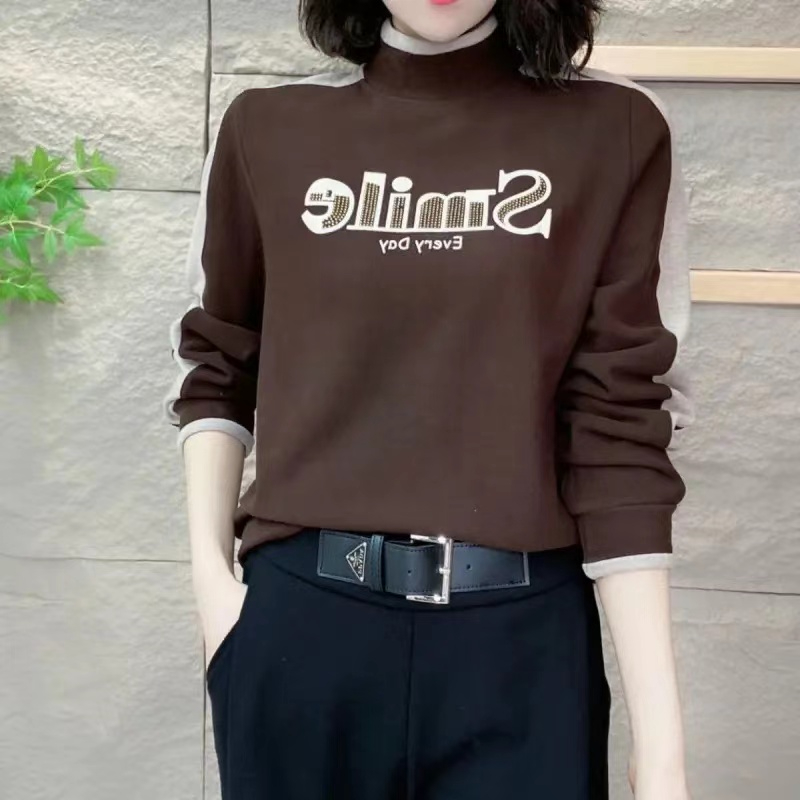 妈妈冬装内搭打底衫半高领德绒保暖上衣修身显瘦女士减龄T恤百搭