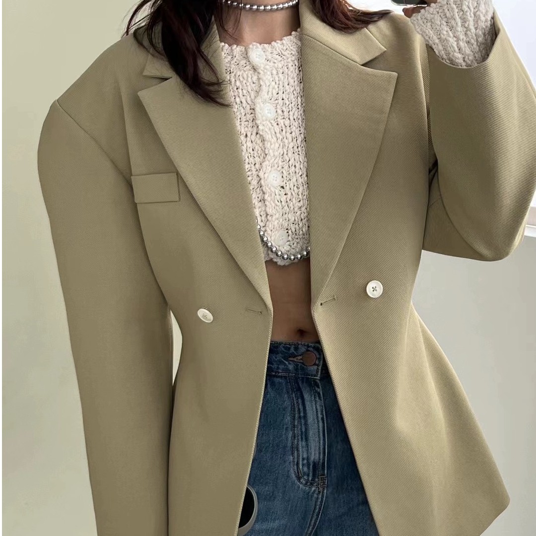 米娅 设计师系列收腰西服气质韩版设计感百搭时尚束腰西装