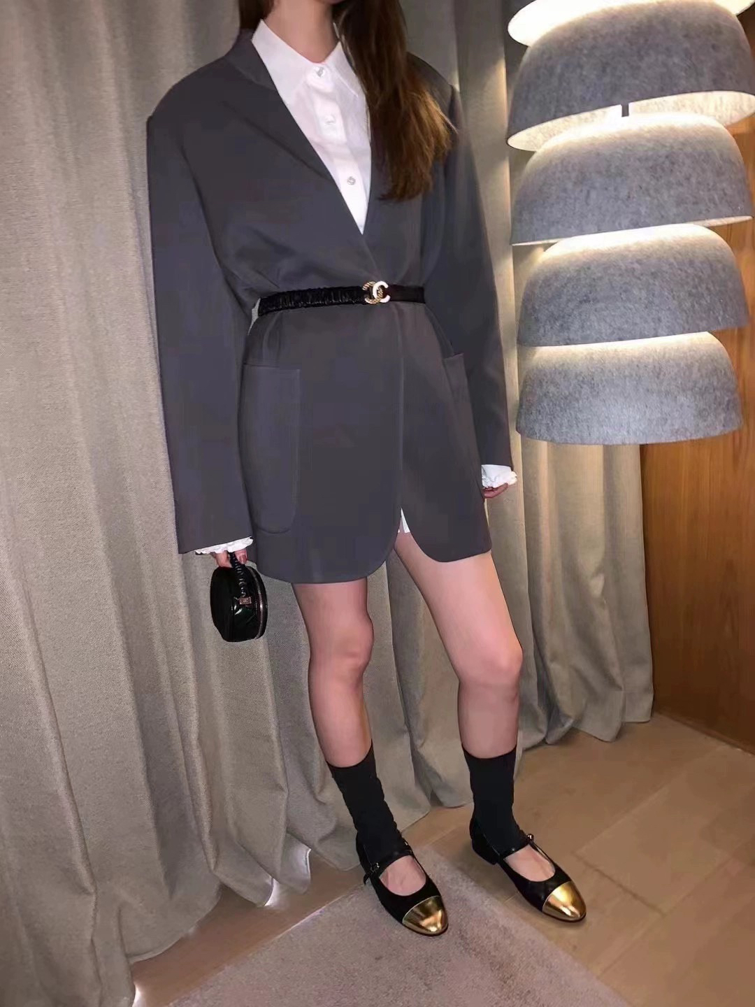 MIA LI CONCEPT高定 格雷系无领垫肩西装外套西服