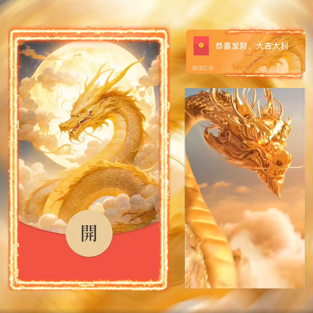 红包封面2024年最新款红包动态金龙翱翔封面设计网红爆款序列号