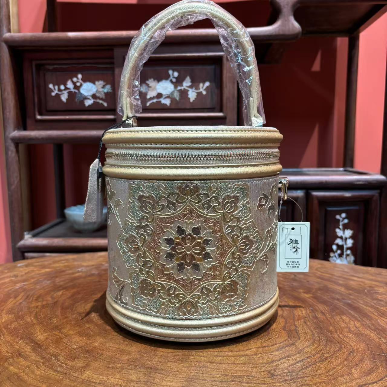 唐锦发财桶包手提包女汉服配包单肩斜挎包百搭女士包时尚潮流