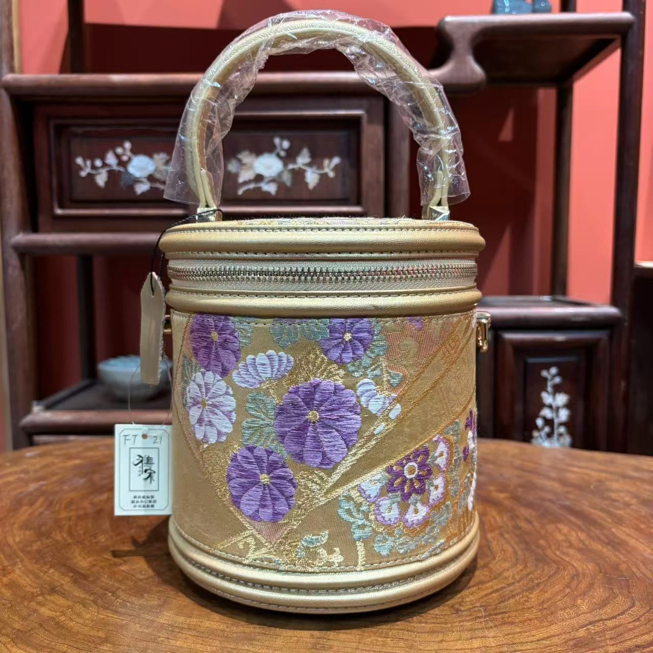 唐锦发财桶包手提包女汉服配包单肩斜挎包百搭女士包时尚潮流