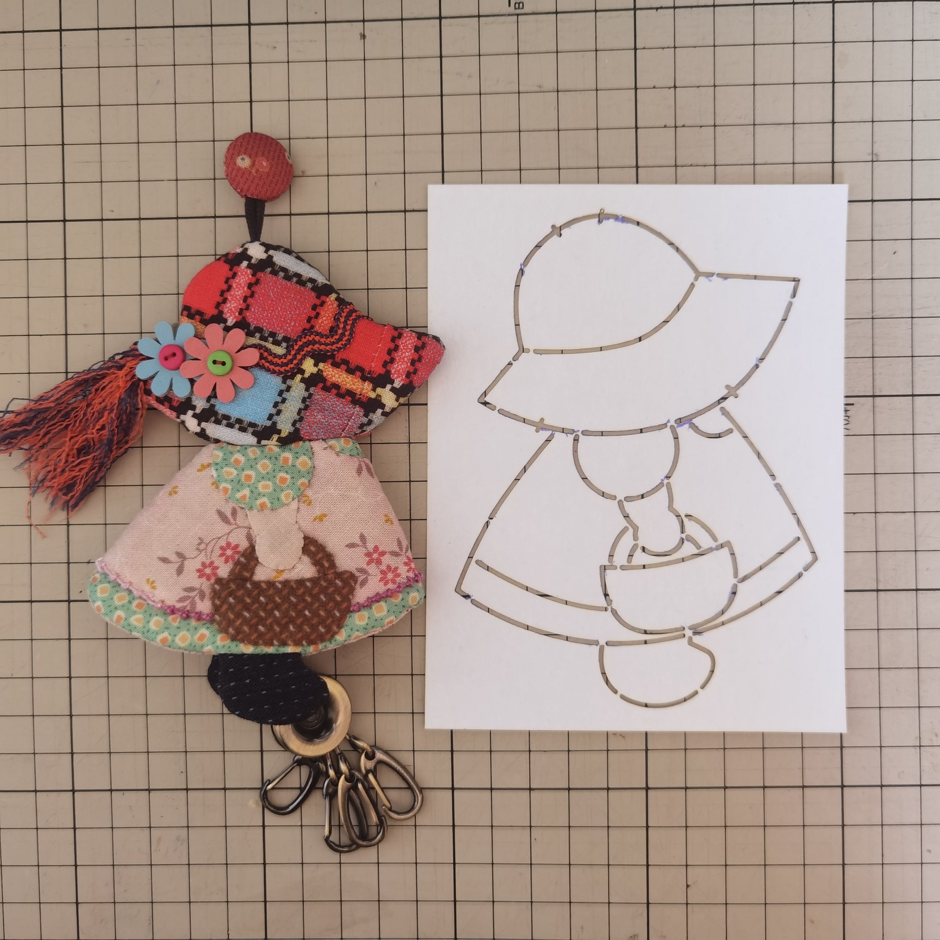 手工DIY苏姑娘钥匙包模板描图工具 手工直播  10.5X14厘米