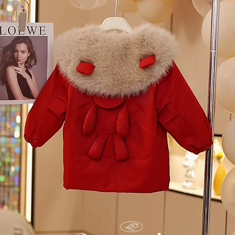 女宝宝冬季外套新款洋气加绒加厚小童棉衣女童派克服中小童保暖衣