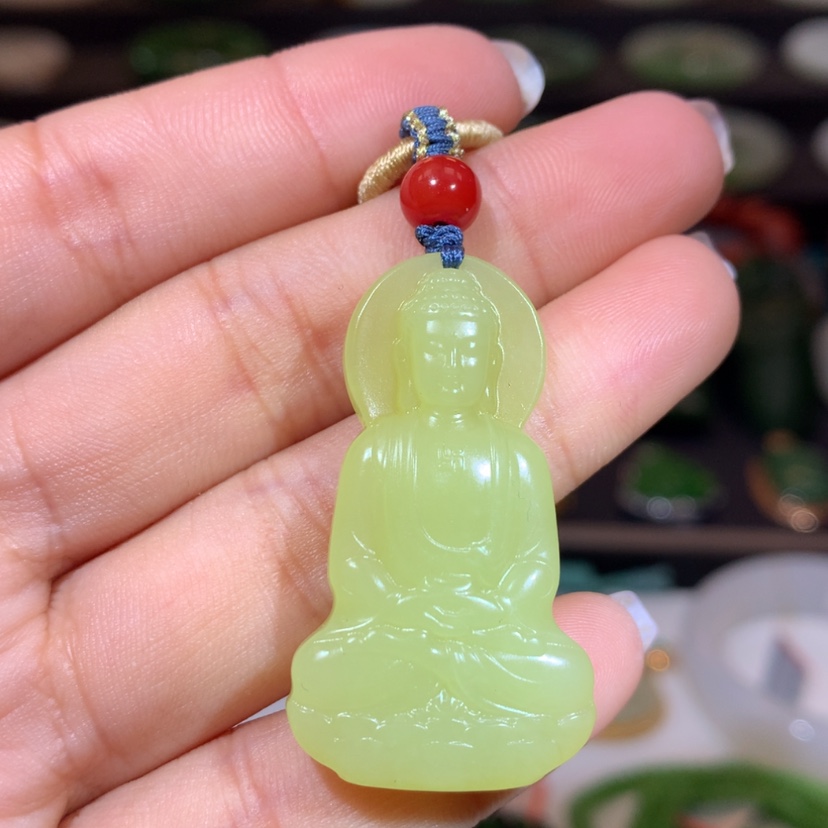 【闪购商品】和田玉高品鸡油黄大日如来吊坠未镶嵌