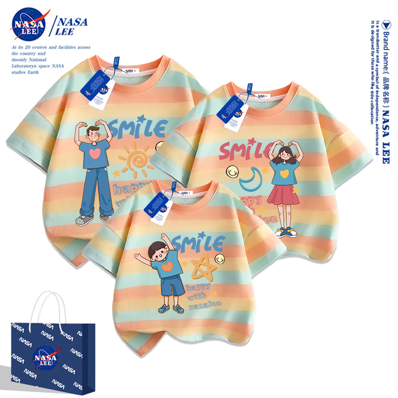 NASA不一样亲子装夏装一家三口四口短袖t恤2025新款高端母子女装