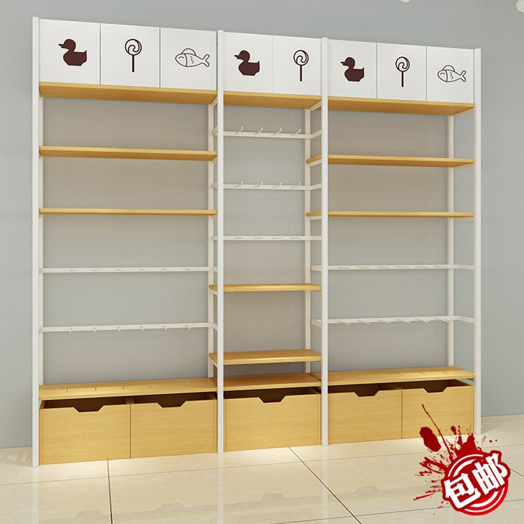 名之创款优品货架饰品店挂袜子内衣木质展示架超市便利店单面货架