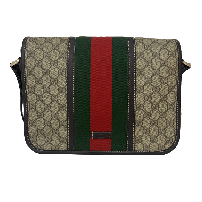 95新 GUCCI/古驰 男士休闲时尚百搭经典红绿条纹翻盖斜挎包/275