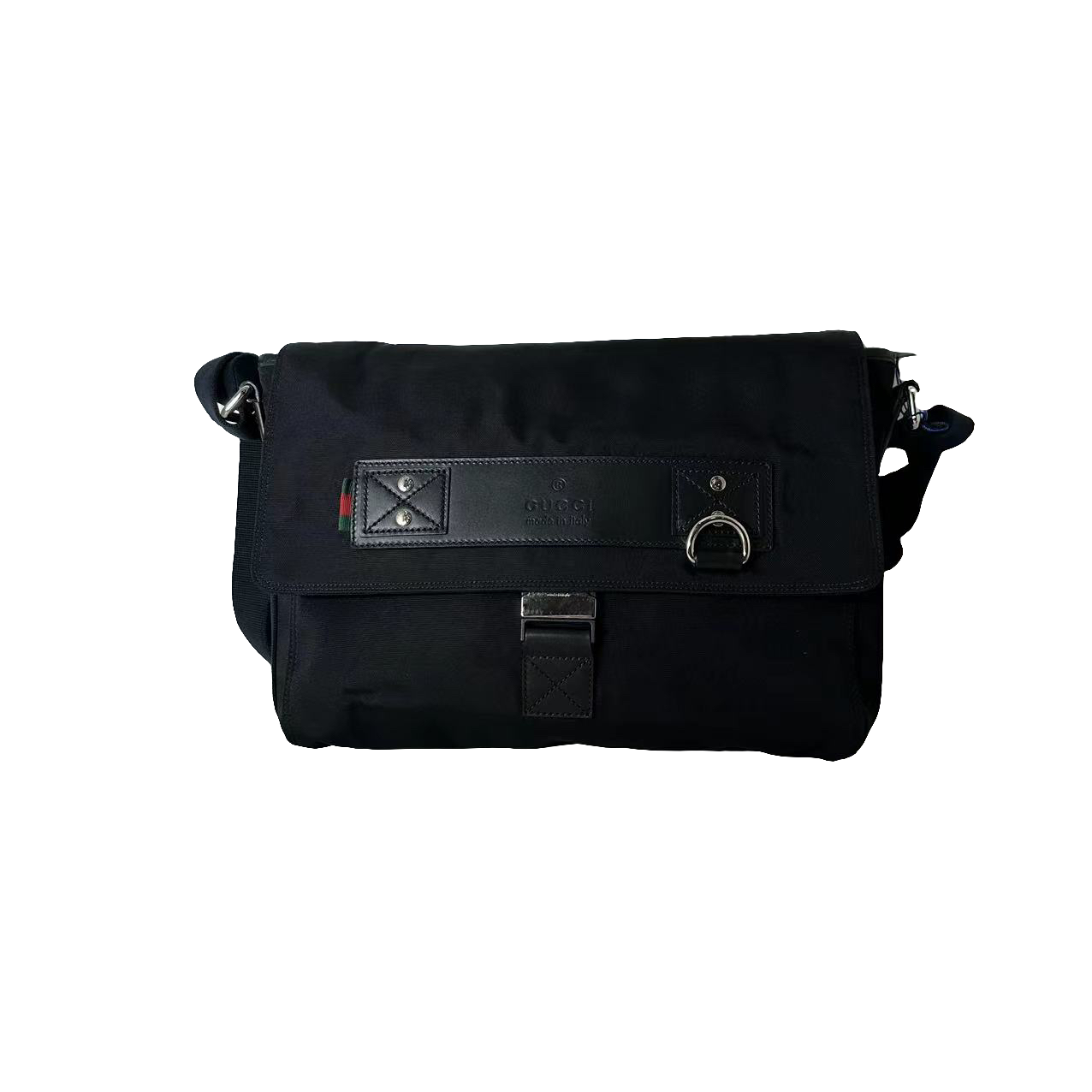 95新 GUCCI/古驰 男士 经典时尚休闲百搭中号翻盖帆布斜挎包 /112
