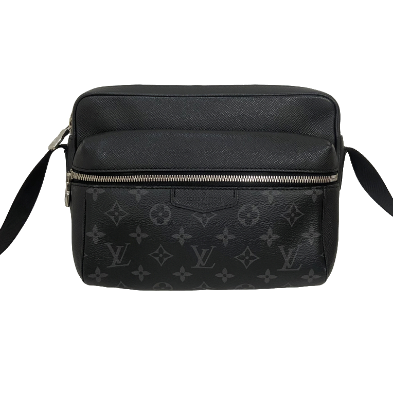 95新 LouisVuitton/路易威登 男士 休闲黑色老花芯片款斜挎包728 