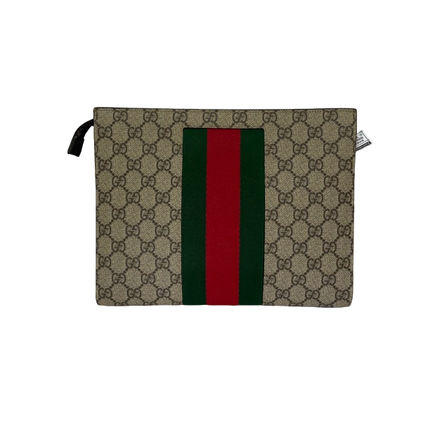 99新 GUCCI/古驰 男士休闲时尚百搭标老花红绿手拿包/201