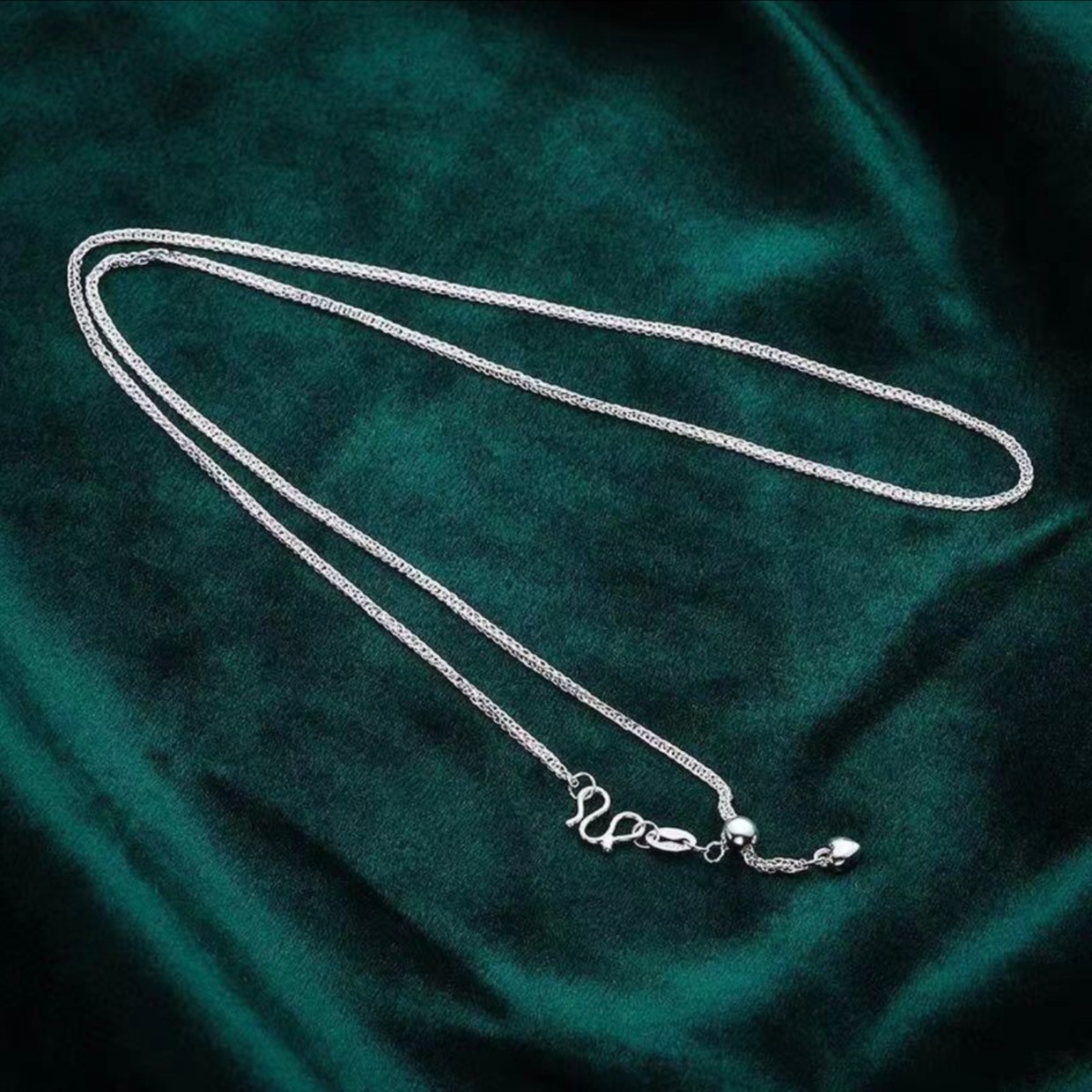 链子足银 999足银肖邦链可调节小众银饰项链万能链百搭长款素链