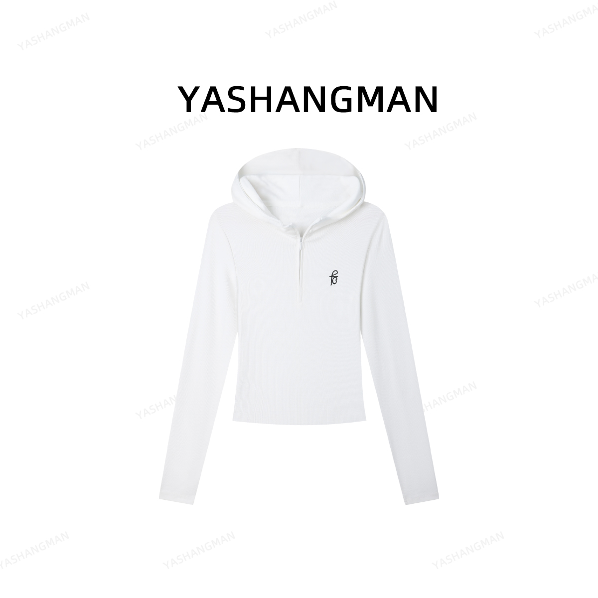 【刺绣帽衫】YASHANGMAN 早秋新款修身百搭连帽长袖T恤 859
