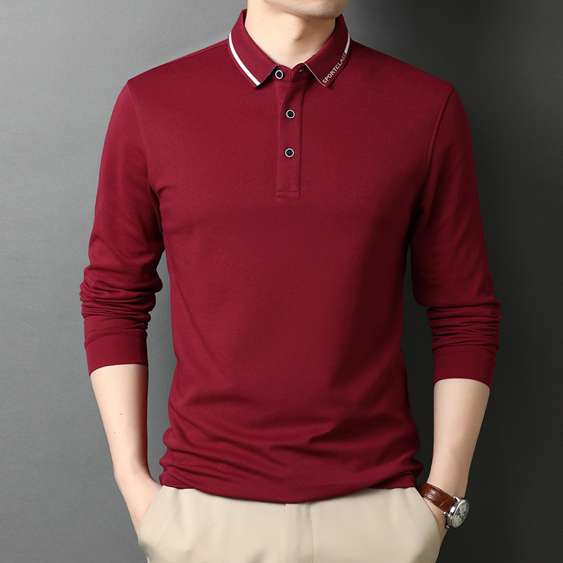 【3021】秋款男士POLO上衣长袖衫商务百搭柔软舒适翻领纯色休闲商务