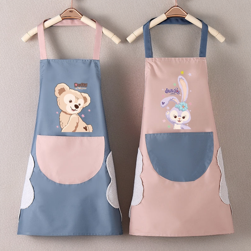 家用可擦手围裙厨房防水防油 大人男女时尚做饭罩衣日系围腰可爱
