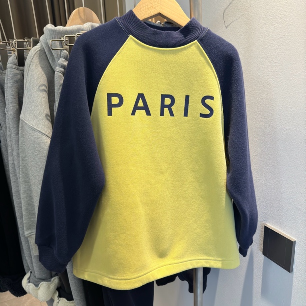 【热打底】儿童加绒加厚保暖打底套头上衣黄色拼接圆领卫衣中大童装