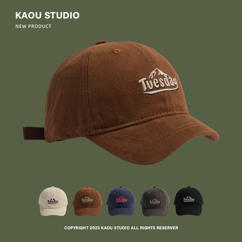 男士日系短檐潮牌刺绣鸭舌帽个性百搭显脸小帽子女软顶时尚棒球帽