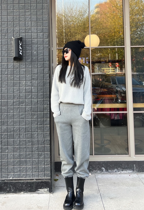 新款加厚绒卫裤小直筒休闲束脚百搭显瘦 5100526