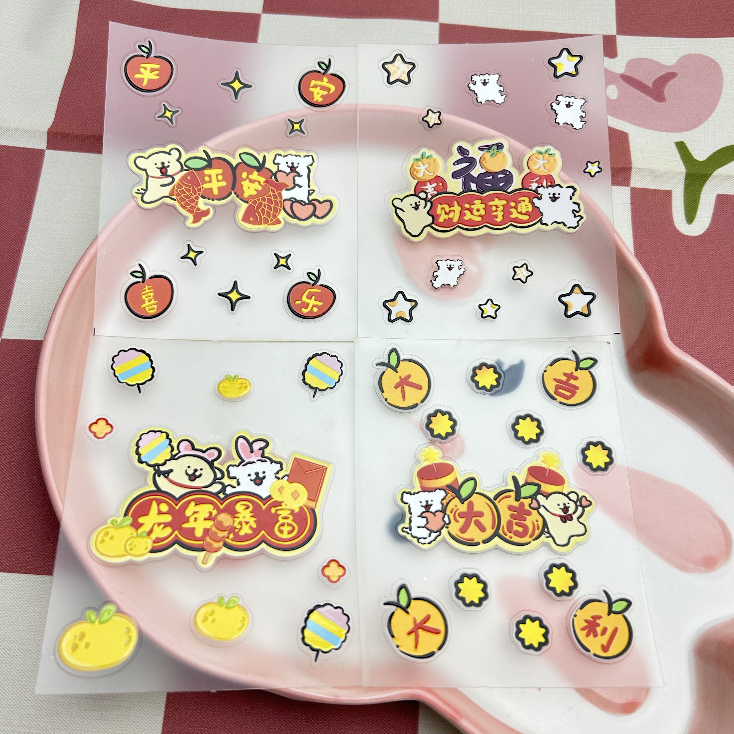 果冻立体浮雕贴纸贴指甲手机壳diy 卡通美甲贴纸