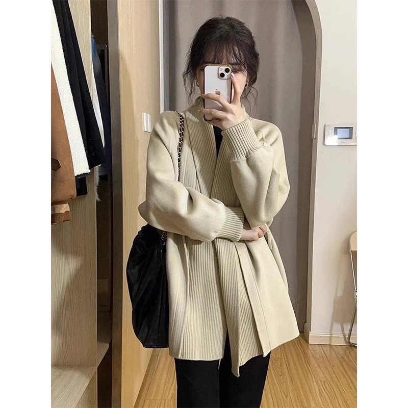 春秋新款女装针织开衫毛衣外套大码胖MM慵懒复古遮肉显瘦宽松上衣