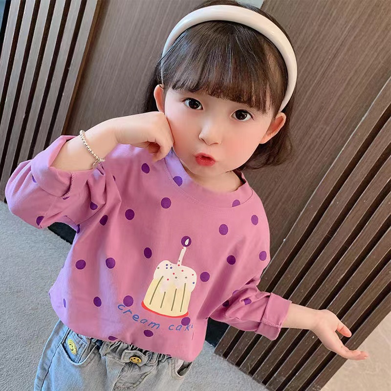 女童纯棉长袖t恤2023春秋薄款上衣女宝宝休闲打底衫小女孩百搭T恤