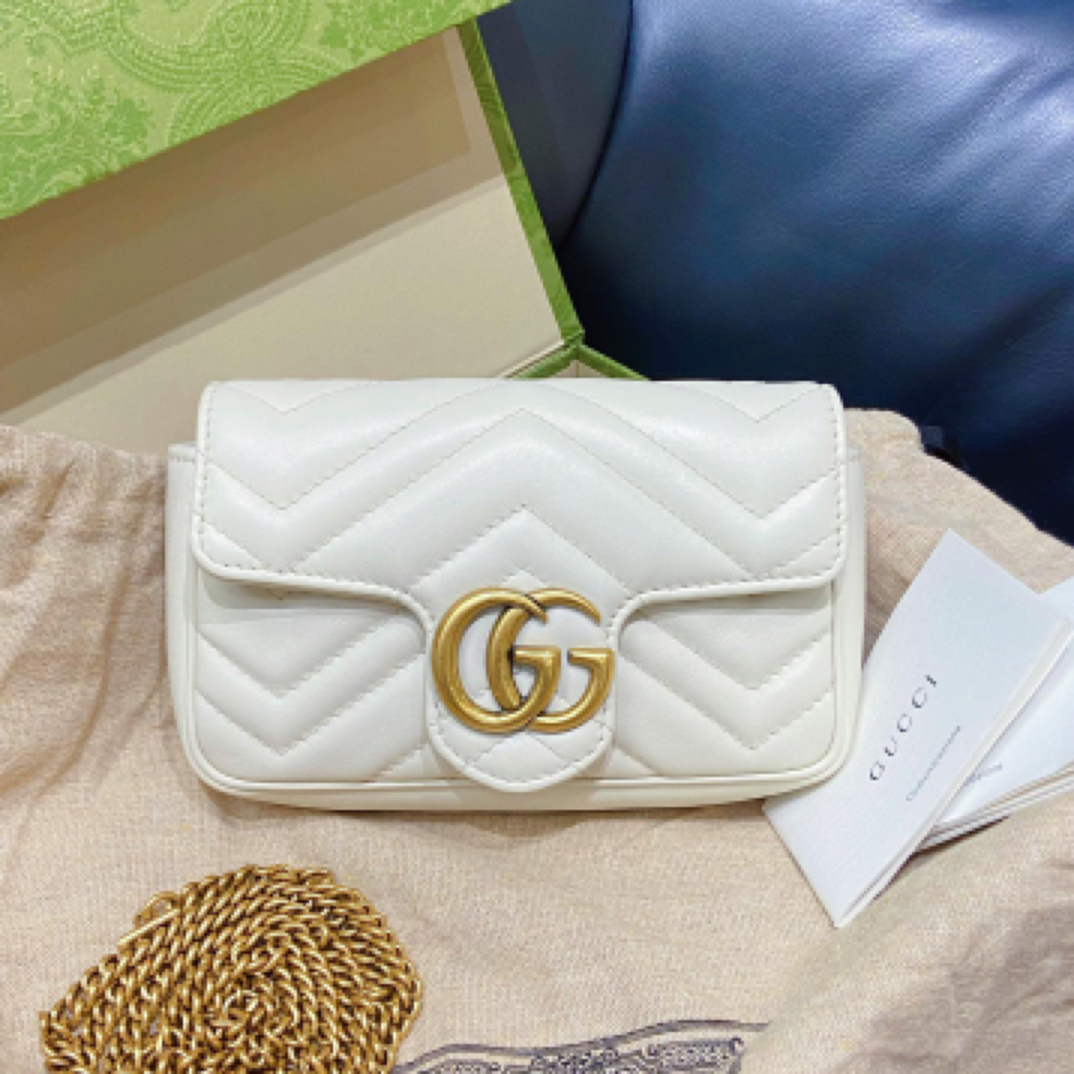 95新 GUCCI/古驰 马蒙白色mini 可单肩可斜挎  