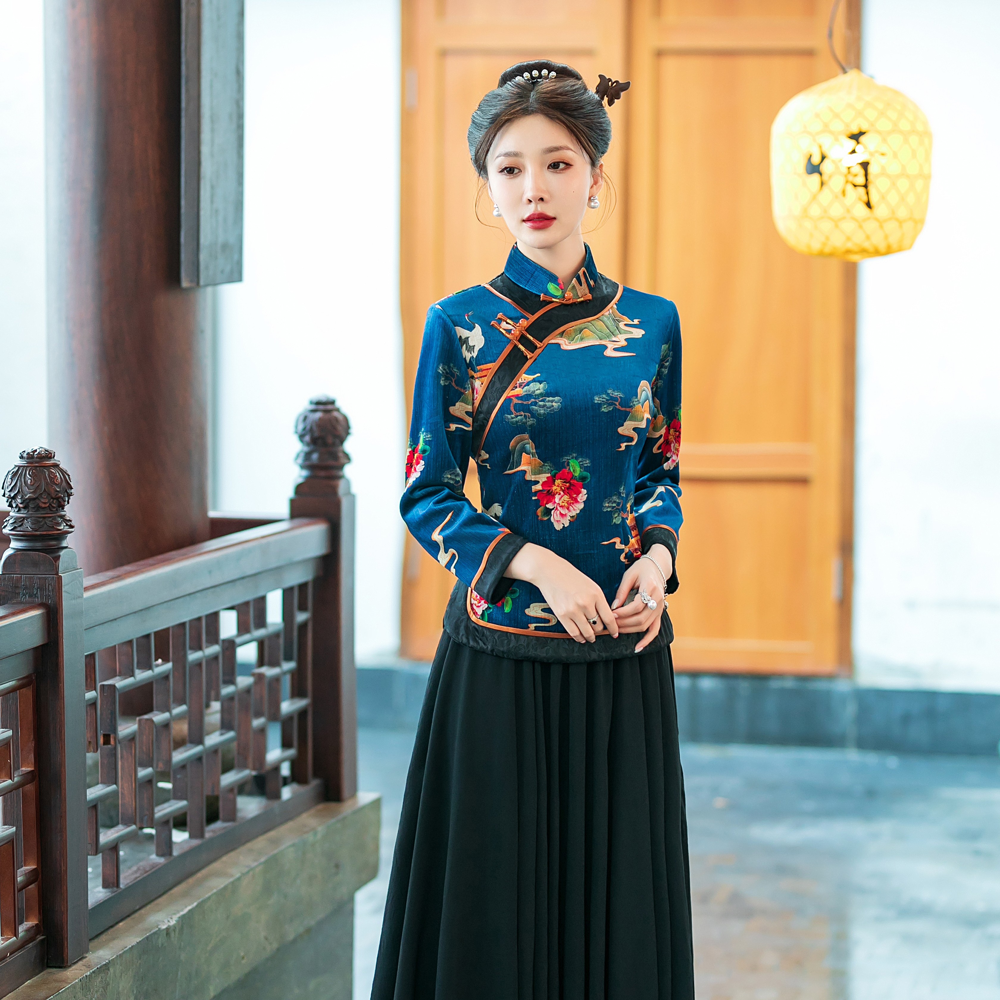 山河之恋中国风复古加绒加厚保暖秋冬短装气质旗袍日常中式小上衣