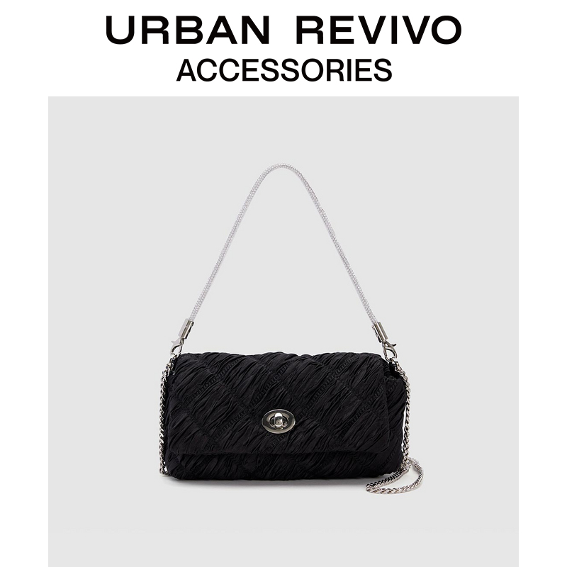 URBAN REVIVO2024秋季新款女士肌理感手提斜挎包UAWB40402