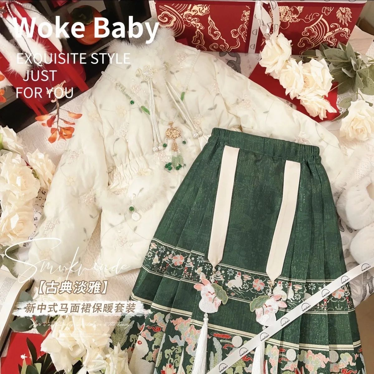 女童棉衣中国风冬季套装2023新款加绒马面裙加厚汉服冬装儿童年服