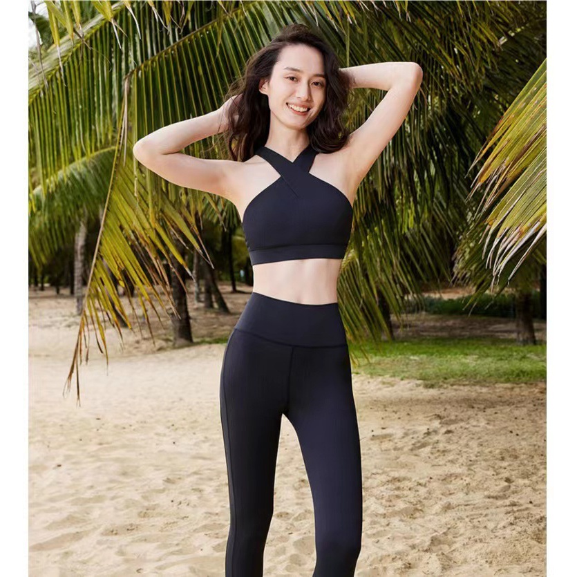 性感美背紧身瑜伽服套装健身运动文胸时尚夏季高弹裤透气瑜伽服